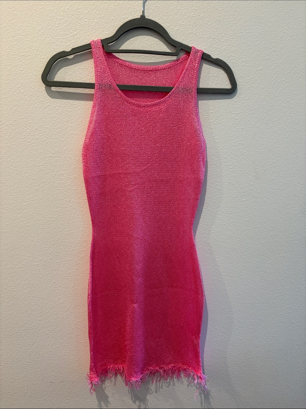 Bright Hot Pink Knit Swimsuit Cover